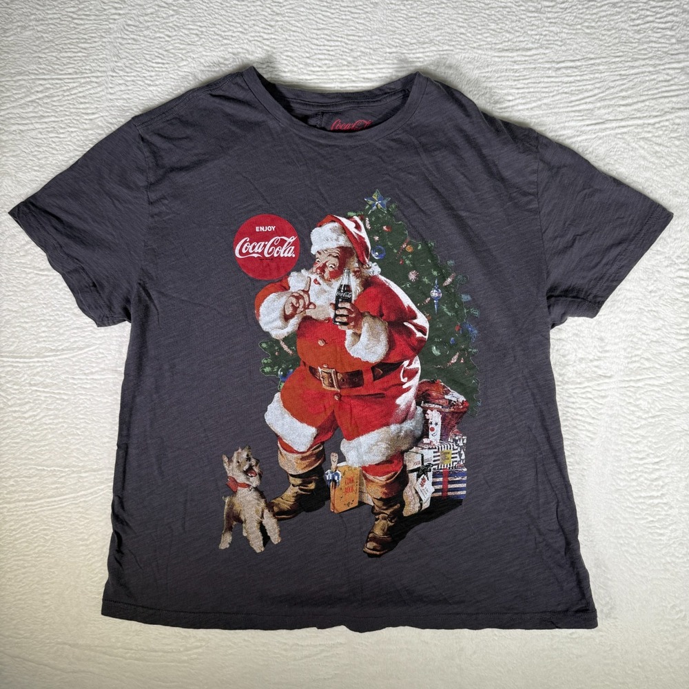 Lucky Brand Gray Coca‎ Cola Santa Clause Retro Style T Shirt Small